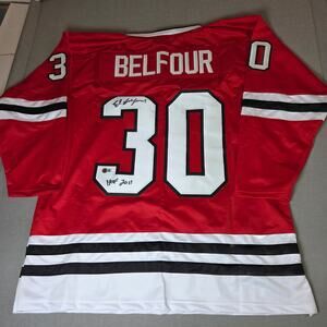 Ed Belfour Autographed ‘The Eagle’ Custom Jersey Chicago Beckett COA HOF 2011